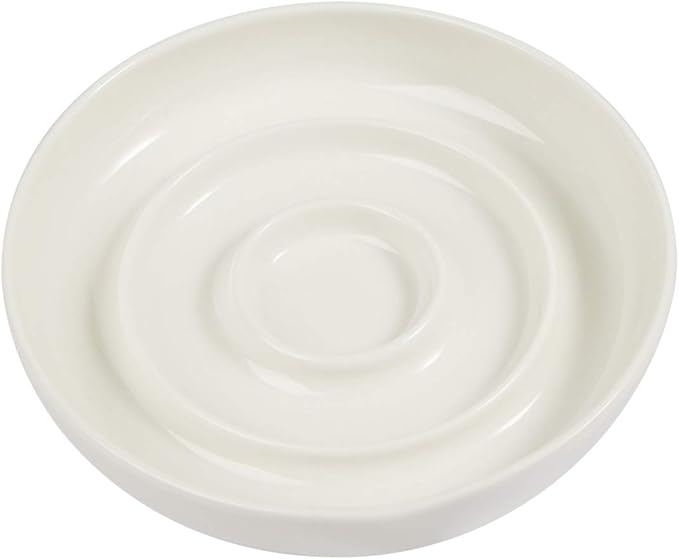 SLSON Cat Slow Feeder Bowl,Ceramic Slow Feed Cat Bowls Heavy and Shallow Wisker Stress-Free Pets Dish for Kittens Small Pets Wet Food,White
