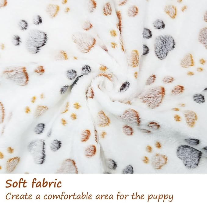 1 Pack 3 Blankets Fluffy Premium Fleece Soft Pet Blanket Flannel Throw for Cat Dog Puppy (Medium 30x20'', Paw-White)