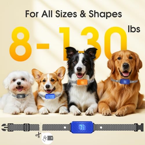 Dog Bark Collar for Large Medium Small Dogs, Effective No-Bark Collar, Smart Barking Collar, Rechargeable Bark Collar with 7 Sensitivity, 3 Modes, Waterproof, SkyBlue