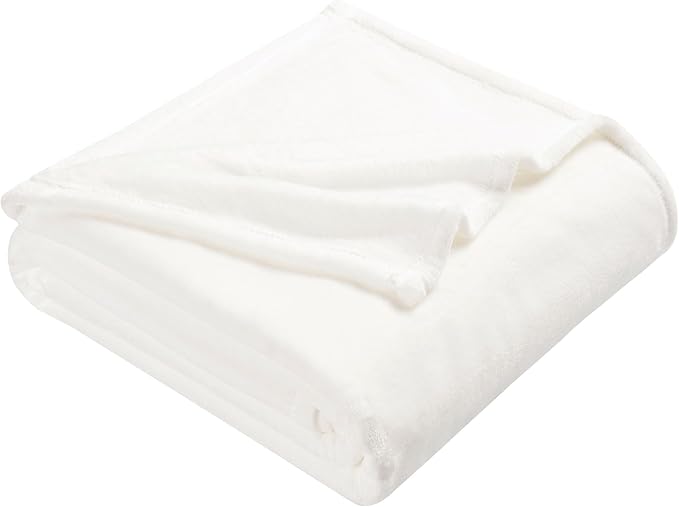DREAMNINE Oversized Soft Fuzzy Fleece Throw Blanket Twin Size 60" x 80", Decorative Large Solid Lightweight Velvet Bed Blankets,Big Cute Cozy Accent Shaggy Microfiber Flannel Blanket for Bedroom,White