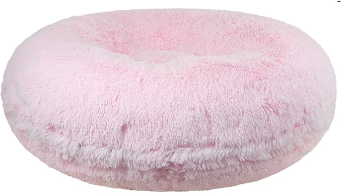 Bessie and Barnie - Luxury Extra Plush Faux Fur Bagel Pet/Dog Bed (Bubble Gum, X-S)