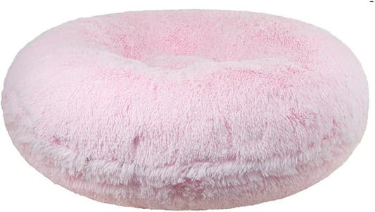 Bessie and Barnie - Luxury Extra Plush Faux Fur Bagel Pet/Dog Bed (Bubble Gum, X-S)