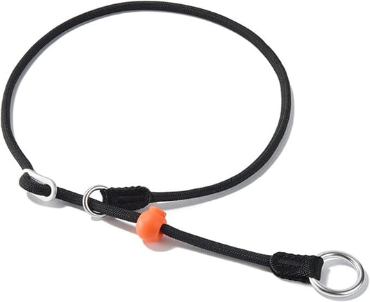 HowGo Slip Collar for Dogs,No Pull Adjustable Martingale Collar for Training, Nylon Rope,Dual Stopper and Durable Aluminum Hardware,Spring-Loaded,for Small Medium Large Dogs(Black)
