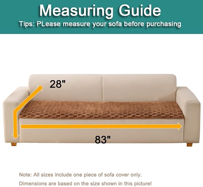 Awjcsv Couch Cover for Dogs Washable, Waterproof Couch Covers for 3 Cushion Couch Sofa Pet Friendly, Soft and Anti Slip (Coffee, 1pc/28"x 83")