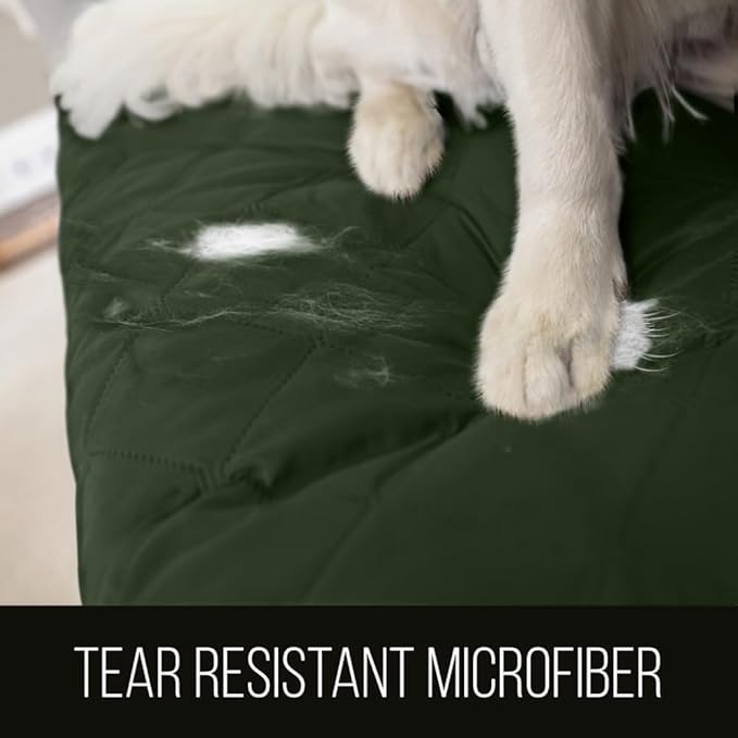 Sofa Shield® Couch Armchair Covers for Dogs, Reversible Furniture Protector with Strap, Stain and Tear Resistant Cushion Cover, 23 inch Seat, Machine Washable Slipcover Pets, Cats, Hunter Green Sage