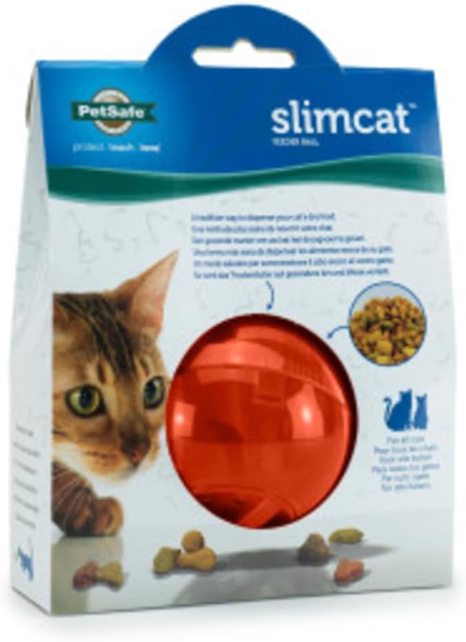 PetSafe Slimcat Feeder Ball - Interactive Game for Your Cat - Fill with Food and Treats - Orange