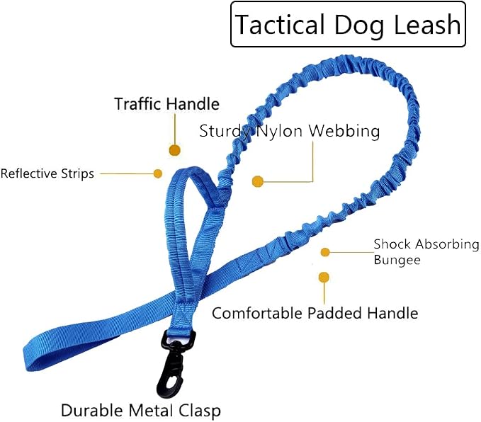 Tactical Dog Collar and Leash Set Adjustable Military Nylon Dog Collar with Control Handle and Heavy Duty Metal Buckle for Large Dogs（Dark Blue S