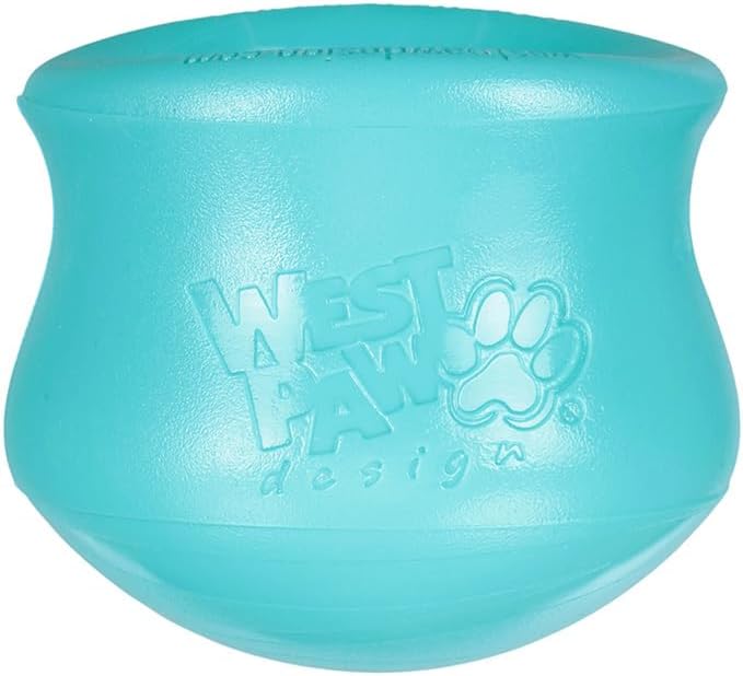 WEST PAW Zogoflex Toppl Interactive Treat Dispensing Puzzle Dog Toy for Mental Stimulation & Enrichment-Holds Kibble & Treats-Lickable, Freezable & Dishwasher Safe-Made in USA-Large-Teal