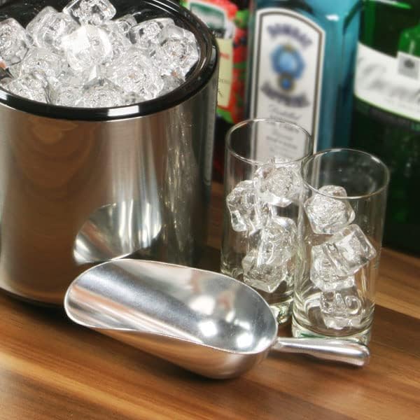 Ice Cube Endurance Scoop, Cast Aluminum Shovel Scoops Kitchen Utility Scoops Set Contoured Handle，Ideal for Ice Cube Coffee Bean Food Candy Flour Popcorn Rust Free (12oz Silver)