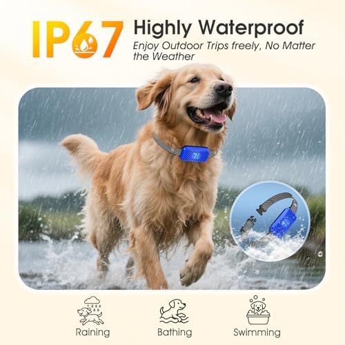 Dog Bark Collar for Large Medium Small Dogs, Effective No-Bark Collar, Smart Barking Collar, Rechargeable Bark Collar with 7 Sensitivity, 3 Modes, Waterproof, SkyBlue