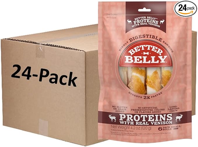 Better Belly Highly Digestible Rawhide Small Roll Chews, Treat Your Dog to a Chew with NO Artificial Colors or Flavors