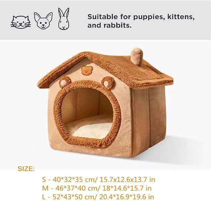 Cat Bed Cave, Cute Christmas Plaid Cat Beds for Indoor Cats, Pet House Cats Tent with Removable Cushion Pillow for Kittens Puppy Small Dogs (Plaid-M(18 * 14.6 * 15.7in))