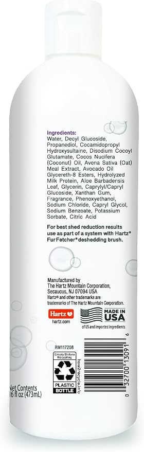 True Coat Thick Coat Dog Shampoo, 5 in 1 De‑Sheds & Softens with Oat Milk, Coconut Oil & Aloe, 16 oz