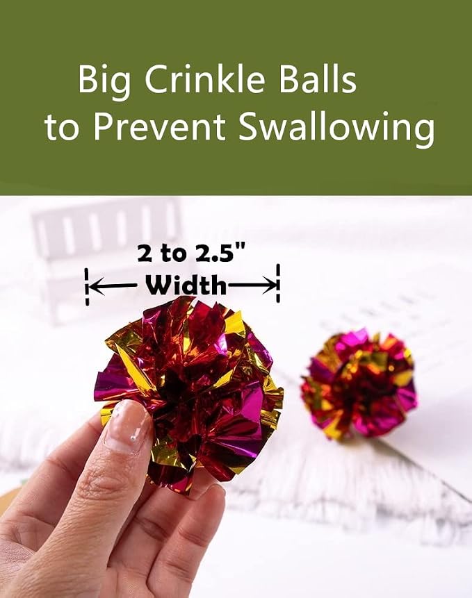 Original Mylar Crinkle Balls Cat Toys - 24 Pack