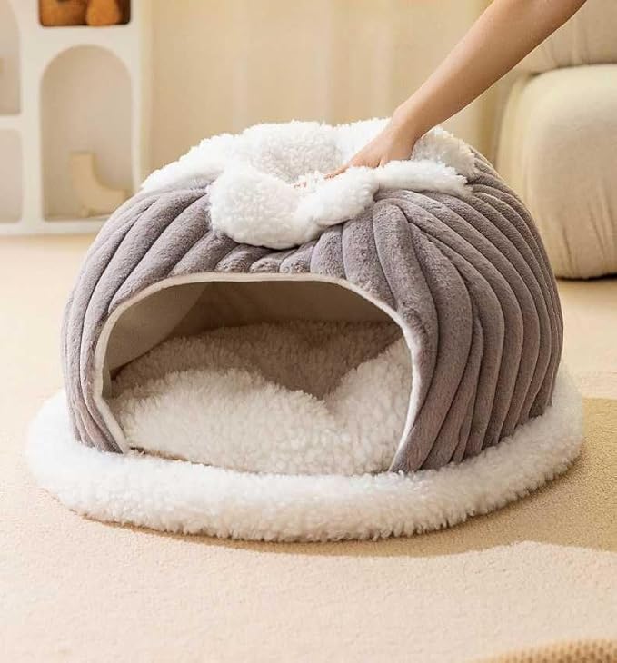 Dog Houses Soft Indoor Enclosed Tent Huts Warm Cave Dog Kennel House Type Winter Warm Small Dog Teddy Four Seasons Universal Removable and Washable Dog House Cat Nest Bed Pet Supplies