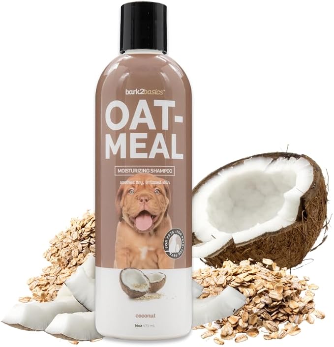 Bark2Basics Oatmeal Dog Shampoo, 16 oz - Natural Colloidal Oatmeal, Natural Ingredients, Calms Dry Itchy Irritated Skin, Moisturizes and Soothes the Skin and Coat, Professional Grade