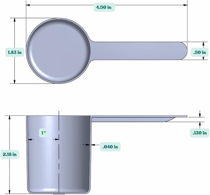 1/3 Cup (80 mL | 2.7 Oz.) Long Handle Plastic Measuring Scoop for Coffee, Protein Powder, Pet Food, Spices, Grains, Dry Goods – Food-Grade BPA-Free (Pack of 10)