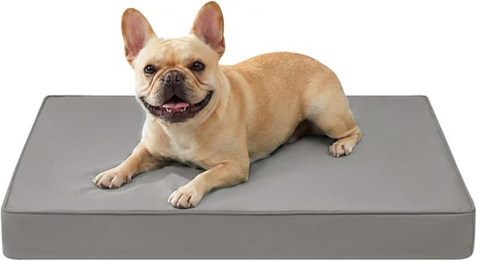 WNPETHOME Outdoor Dog Bed Waterproof, Large Outdoor Dog Bed for Large Sized Dog, Outdoor Indoor Dog Bed with Removable Washable Cover, Egg Crate Foam Dog Crate Mat, Durable Waterproof Dog Bed, Grey