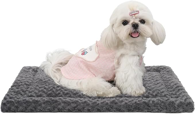 Washable Dog Bed Mat Crate Pad Soft Fluffy Pet Kennel Beds Dog Sleeping Mattress for Large Jumbo Medium Small Dogs, 21 x 13 Inch, Gray
