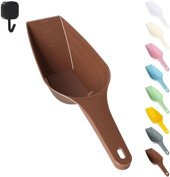 Dog Food Scoop, 2 Cup Capacity Dog Food Scoop With Measuring Lines For Dog, Puppy and Cat Coffee Bean Scoop, Flour Scoop (Coffee)