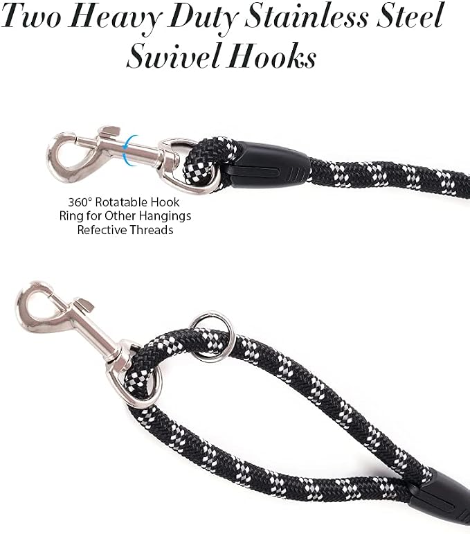 Reflective Rope Check Cord Dog Leash - 16FT/50FT, Heavy Duty for Large, Medium, Small Dogs - Walking, Camping, Yard