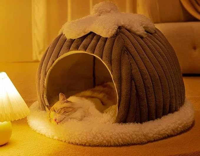 Dog Houses Soft Indoor Enclosed Tent Huts Warm Cave Dog Kennel House Type Winter Warm Small Dog Teddy Four Seasons Universal Removable and Washable Dog House Cat Nest Bed Pet Supplies (Small,Color 18)