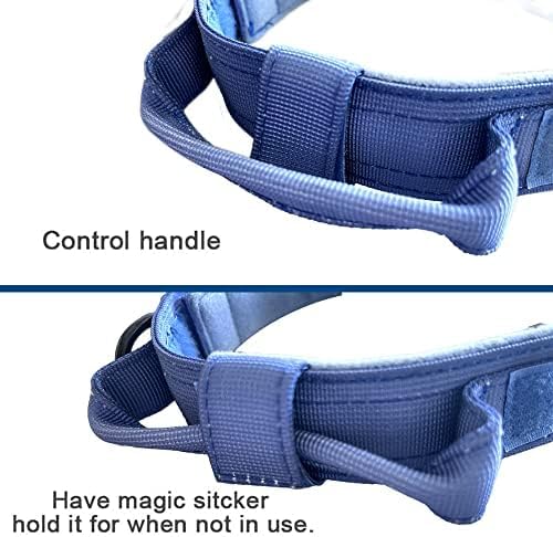 Tactical Dog Collar Adjustable Military Nylon Dog Collar with Control Handle and Heavy Duty Metal Buckle for Medium and Large Dogs (Dark Blue,XXL)