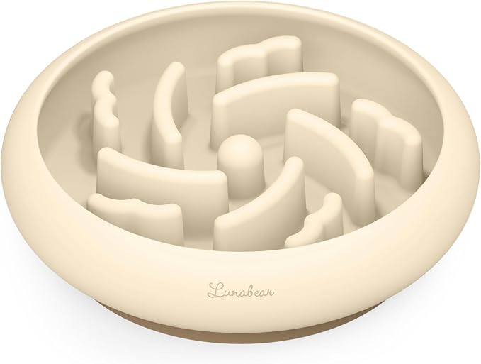Slow Feeder Dog Bowls Made of Premium Food-Grade Silicone, Anti-Choking & Slow Eating for Improved Digestion, Non-Slip, Soft & Durable, Quiet Dog Bowl, Cute, Dishwasher Safe (Ivory, Standard)