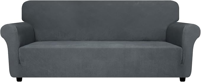 ZNSAYOTX Super Stretch Couch Cover (72"-92"), New Striped Sofa Covers Fitted Slipcovers with Elastic Bottom, Dog Cat Pets Proof Spandex Fabric Comfortable & Durable (Dark Grey, Sofa)