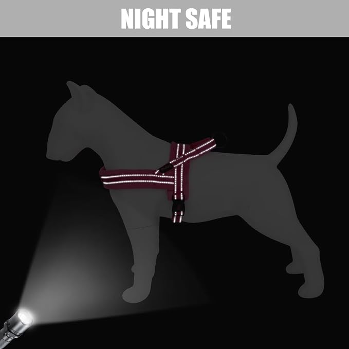Didog Soft Flannel Padded Dog Vest Harness, No Pull/Quick Fit Reflective Dog Strap Harness, Easy for Training Walking (M:Chest 21-26", Hot Pink)