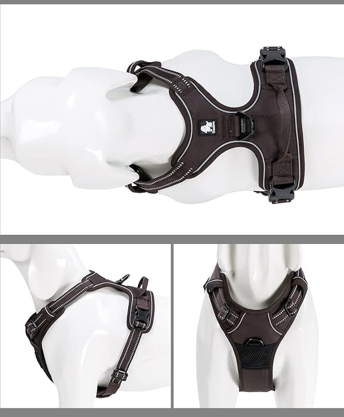TRUE LOVE Adjustable No-Pull Dog Harness Reflective Pup Vest Harnesses Comfortable Control Brilliant Colors Truelove TLH5651(Brown,L)