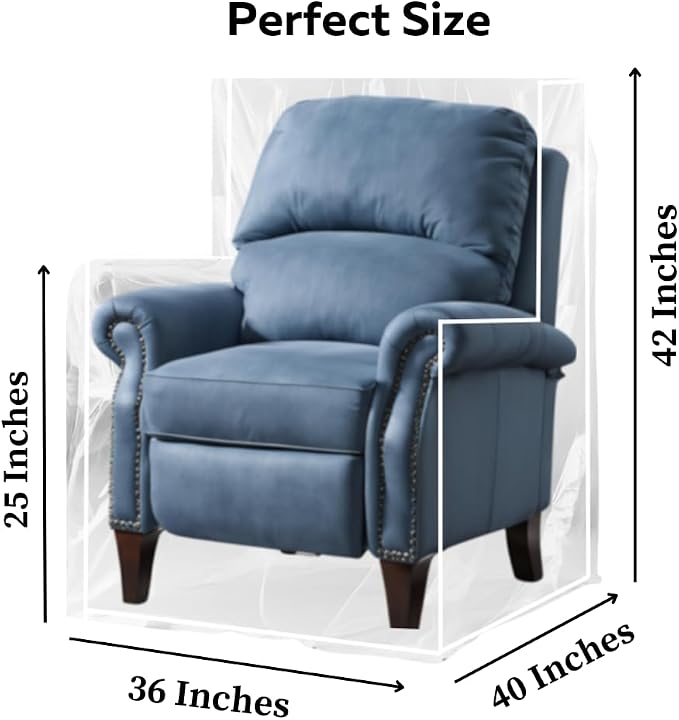 Evelots Clear Plastic Recliner Cover - Thick Heavy Duty Vinyl Armchair Cover for Protection Against Cat & Dog Clawing - Stain & Dust Protector - Waterproof Slipcover for Moving & Storage