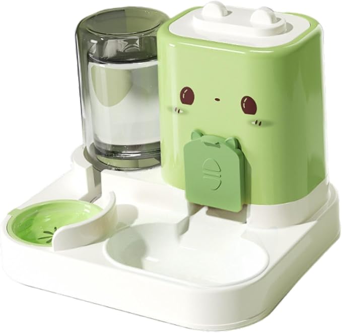 Baoblaze 2 in 1 Automatic Pet Feeder Removable Drinking Household Supplies Water Dispenser Pet Feeding Bowl for Small Dogs Kitten Puppy Bunny Animals, Green