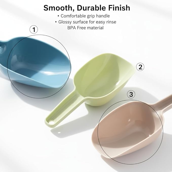 Plastic Scoops for Canisters Pack of 4, Colorful Ice Scoop for Freezer Kitchen Flour Dry Foods Candy Popcorn Coffee Beans Pet Food Scoops