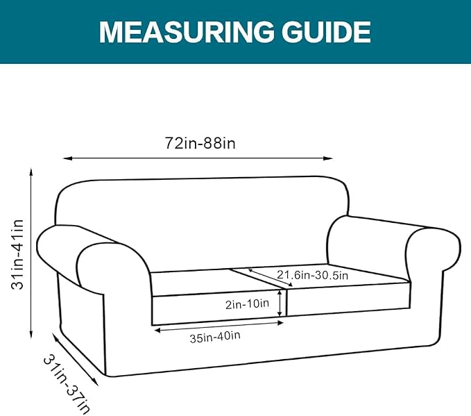 Turquoize 3 Piece Sofa Covers for 2 Cushion Couch Sofa Slipcover Soft Couch Cover for Dogs-Washable Sofa Furniture Covers with 2 Individual Cushion Covers (2 Cushion Sofa, Caramel)