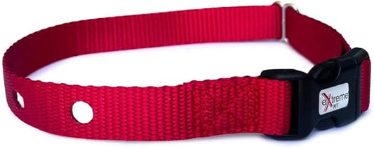 Heavy Duty Nylon Replacement Dog Collar Strap - Compatible with Nearly All Brands and Models of Underground Electric Dog Fences and Training Receivers - Red