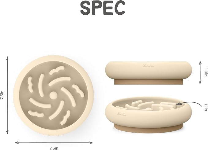 Slow Feeder Dog Bowls Made of Premium Food-Grade Silicone, Anti-Choking & Slow Eating for Improved Digestion, Non-Slip, Soft & Durable, Quiet Dog Bowl, Cute, Dishwasher Safe (Ivory, Standard)