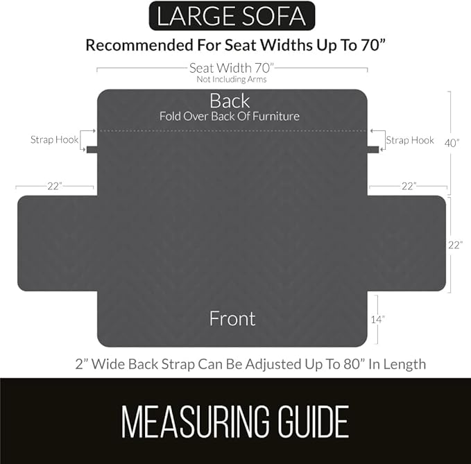 Sofa Shield® Couch Slip Covers for Dogs, Reversible Furniture Protector with Strap, Stain and Tear Resistant Cushion Cover, 70 inch Seat, Machine Washable Slipcover Pets, Cats, Seafoam Cream