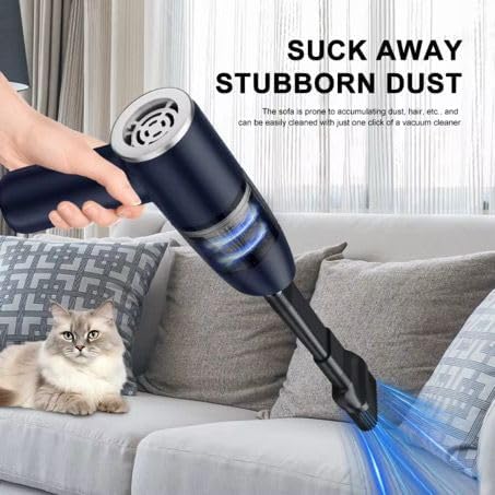 Cordless Handheld Car Vacuum Cleaner, Portable Rechargeable Mini Vacuum & Air Duster, HEPA Filter, USB-C Charging, Lightweight Cleaner for Car Interior, Keyboard, Desk, Sofa, Pet Hair, Black