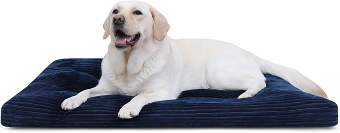 Dog Crate Bed Washable Dog Beds for Extra Large Dogs Deluxe Thick Flannel Fluffy Comfy Kennel Pad Anti-Slip & Anti-Scratch Pet Sleeping Mat, 41 x 27 Inch, Blue
