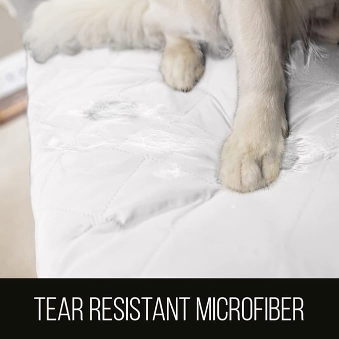Sofa Shield® Couch Slip Covers for Dogs, Reversible Furniture Protector with Strap, Stain and Tear Resistant Cushion Cover, 88 inch Seat, Machine Washable Slipcovers Dog Pets, Cats, White