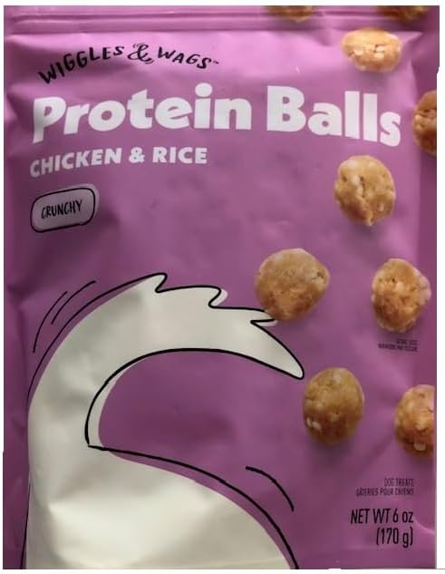 Wiggles & Wags Protein Balls Chicken & Rice Crunchy 1-6 Ounce Bag