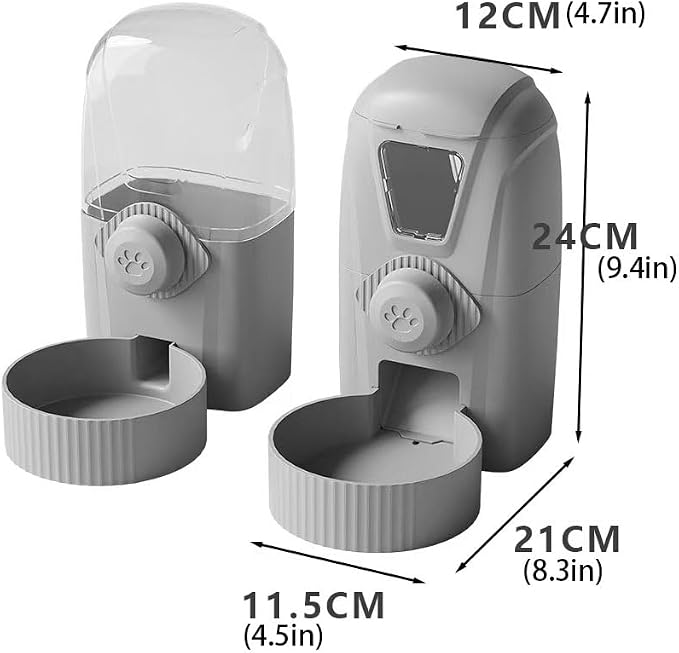 Hanging Pet Feeder Water Dispenser Set - 2-in-1 Gravity Food Water Bowl for Cats Small Dogs Rabbits, Cage Mounted No-Spill Pet Feeding Station (Light Coffee)