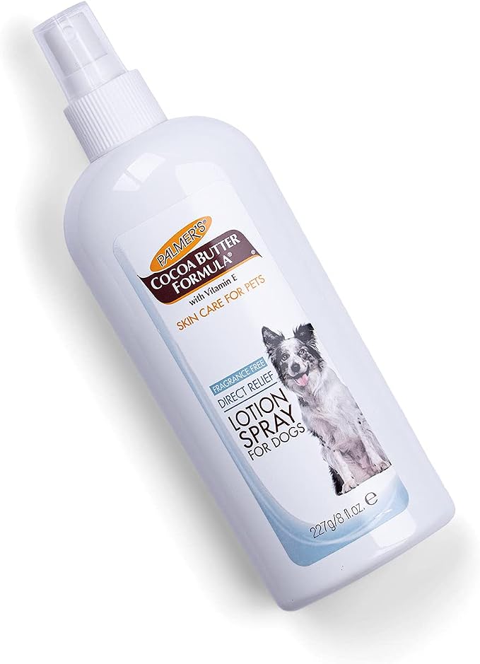 Palmer's for Pets Cocoa Butter Formula Dry Skin Relief Spray for Dogs, Direct Spray-On Lotion with Vitamin E to Soothe Dry and Itchy Skin, No-Mess Application, 8 Fl Oz
