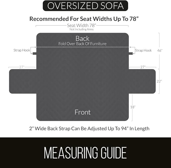 Sofa Shield® Couch Slip Covers for Dogs, Reversible Furniture Protector with Strap, Stain and Tear Resistant Cushion Cover, 78 inch Seat, Machine Washable Slipcover Pets, Cats, Latte Linen