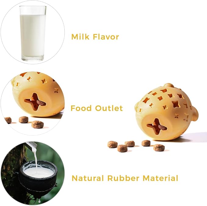 MewaJump Stuffed Dog Toy Treat Dispenser Dog Toy Puzzle Rubber Chew Toys Treat Food Dispensing Toys for Teeth Cleaning Ball Interactive Enrichment Toys for Puppy, Small, Medium, Large Breeds