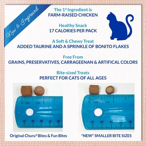 INABA Churu Fun Bites for Cats, Soft & Chewy Baked Chicken Wrapped Filled Cat Treats with Taurine, 0.42 Ounces Each Tetra, 3 Tetras, Tuna with Cheese Recipe