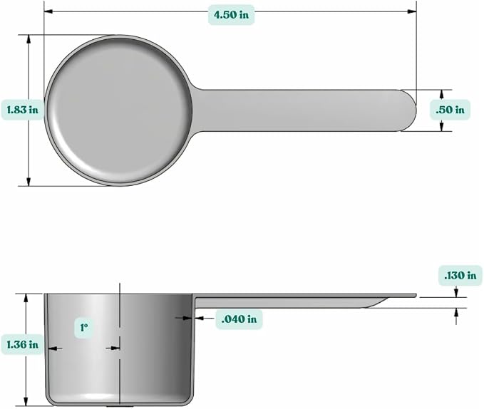 50 mL (50 CC | 1.69 Oz.) Long Handle Plastic Measuring Scoop for Coffee, Protein Powder, Pet Food, Spices, Grains, Dry Goods – Food-Grade BPA-Free (Pack of 25)