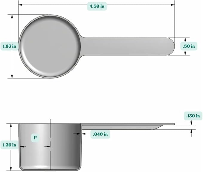 50 mL (50 CC | 1.69 Oz.) Long Handle Plastic Measuring Scoop for Coffee, Protein Powder, Pet Food, Spices, Grains, Dry Goods – Food-Grade BPA-Free (Pack of 5)