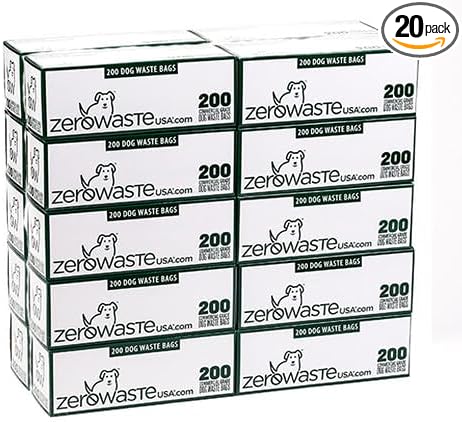 Zero Waste USA 4,000 Premium Dog Waste Station Refill Roll Bags - Up to 40% thicker & stronger than competitor bags - Guaranteed to fit any commercial roll bag dispenser (20 rolls of 200 bags)